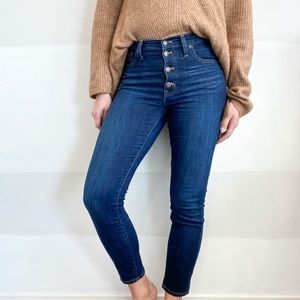 J. Crew High Rise Button Fly Dark Wash Skinny Jeans